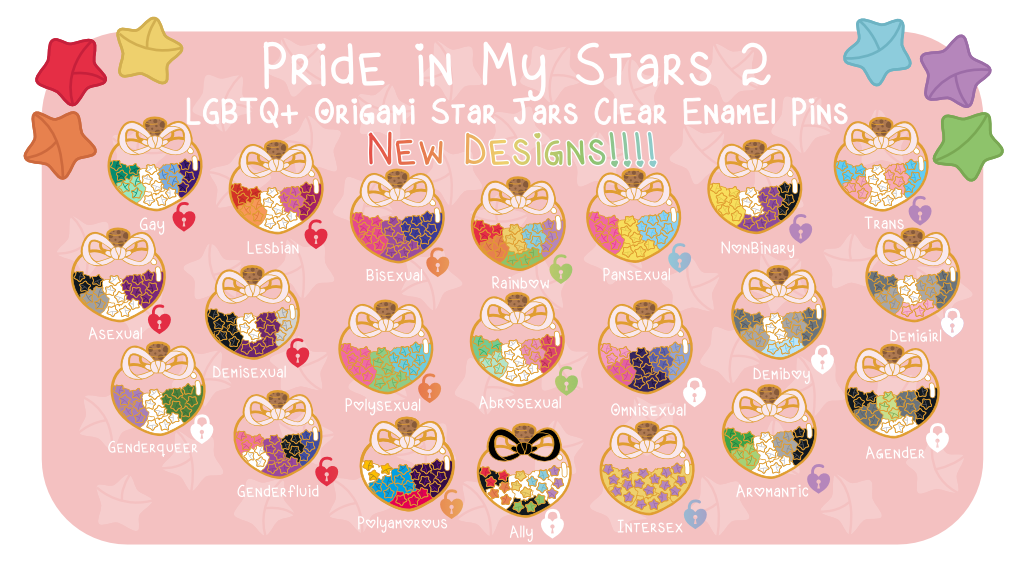 Pride In My Stars 2; LGBTQ+ Origami Star Jar Pins